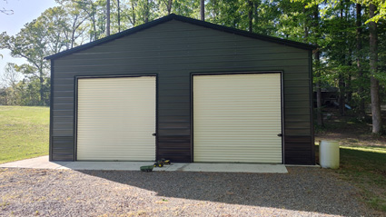 30' wide, 40' long, 12' tall metal garage with vertical metal roof and horizontal siding